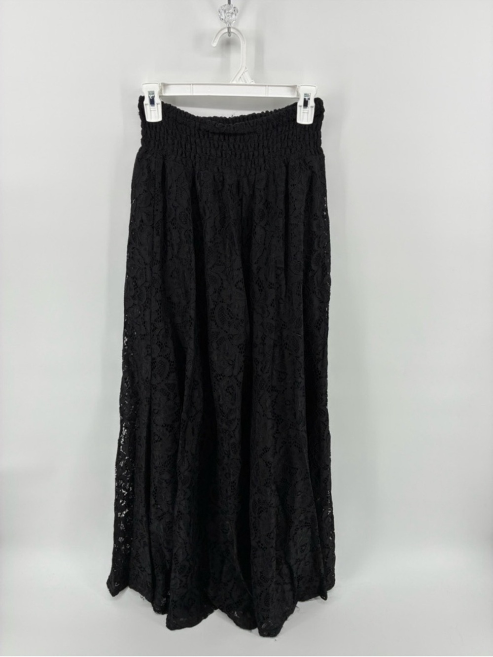 UCHUU Montreal Black Lace Super Wide-Leg Floral Lace Lined Palazzo Pants